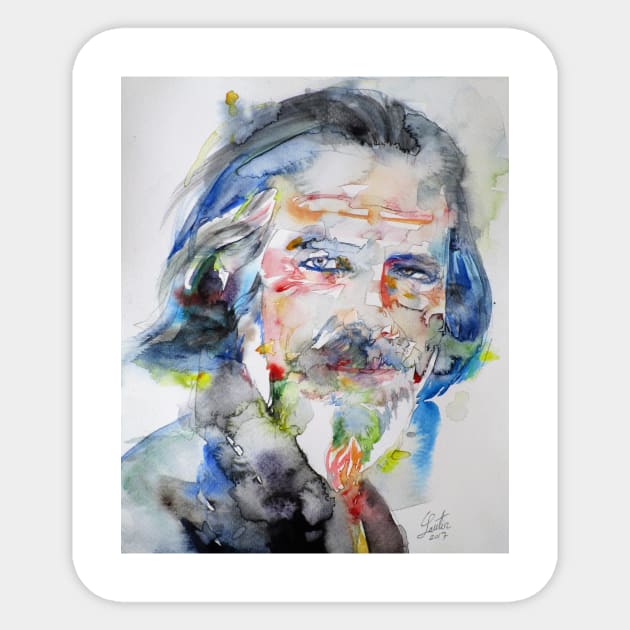 ALAN WATTS - watercolor portrait.3 Sticker by lautir